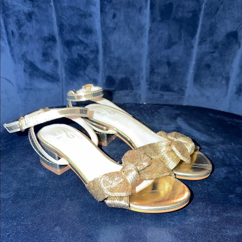 Mix No 6 Megan Elegant Gold Girl’s Sandals w/ Ankle Strap Size 13